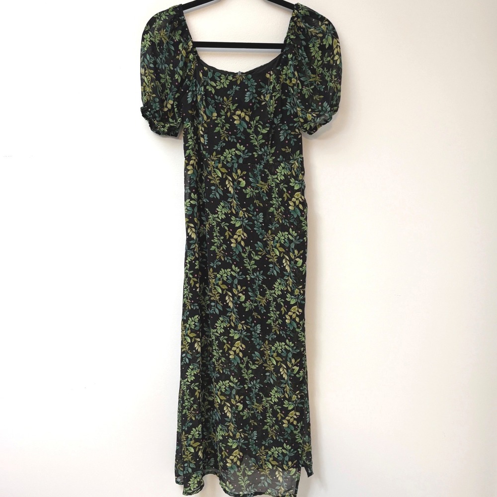 Mi ami‎ Francesca's Floral Puff Sleeve Square Neck Maxi Dress Women's Size XS/S